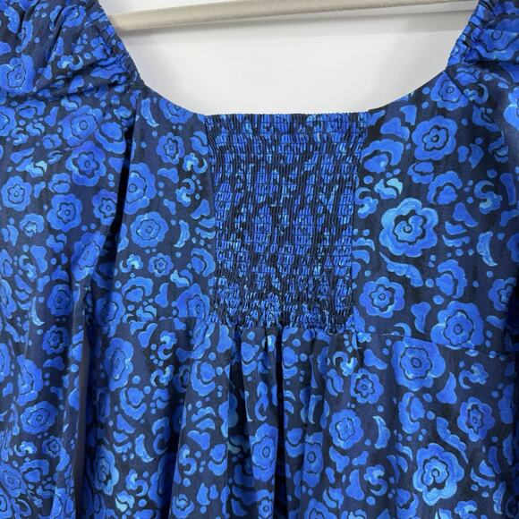 DE LORETA New Pique Dress in Camelia XS Mini Puff Sleeve Smocked Full Button - Picture 13 of 16